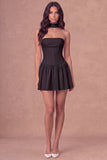 White Strapless Corset A-Line Ruched Short Bridal Shower Dress with Neck Scarf