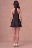 White Strapless Corset A-Line Ruched Short Bridal Shower Dress with Neck Scarf