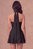 White Strapless Corset A-Line Ruched Short Bridal Shower Dress with Neck Scarf
