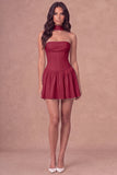 White Strapless Corset A-Line Ruched Short Bridal Shower Dress with Neck Scarf