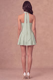 White Strapless Corset A-Line Ruched Short Bridal Shower Dress with Neck Scarf