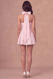 White Strapless Corset A-Line Ruched Short Bridal Shower Dress with Neck Scarf
