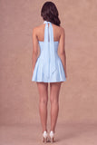 White Strapless Corset A-Line Ruched Short Bridal Shower Dress with Neck Scarf