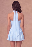 White Strapless Corset A-Line Ruched Short Bridal Shower Dress with Neck Scarf