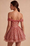 Red Sparkly Sequins Ruffled Tiered A-Line Corset Short Cocktail Dress