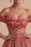 Red Sparkly Sequins Ruffled Tiered A-Line Corset Short Cocktail Dress
