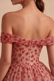 Red Sparkly Sequins Ruffled Tiered A-Line Corset Short Cocktail Dress