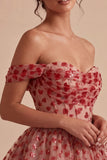 Red Sparkly Sequins Ruffled Tiered A-Line Corset Short Cocktail Dress