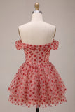 Red Sparkly Sequins Ruffled Tiered A-Line Corset Short Cocktail Dress