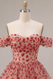 Red Sparkly Sequins Ruffled Tiered A-Line Corset Short Cocktail Dress