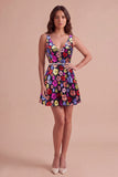 Sparkly Black A-Line V-Neck Sequins Short Cocktail Dress