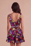 Sparkly Black A-Line V-Neck Sequins Short Cocktail Dress
