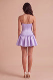 Lilac Sweetheart A Line Mini Cocktail Dress with Bow