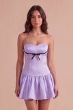 Lilac Sweetheart A Line Mini Cocktail Dress with Bow
