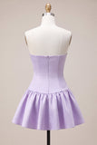Lilac Sweetheart A Line Mini Cocktail Dress with Bow