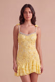 Sparkly Yellow Bodycon Ruffled Short Cocktail Dress with Pearls
