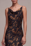 Black Floral Spaghetti Straps Mermaid Long Formal Dress