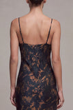 Black Floral Spaghetti Straps Mermaid Long Formal Dress