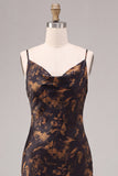 Black Floral Spaghetti Straps Mermaid Long Formal Dress
