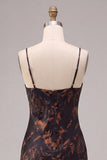 Black Floral Spaghetti Straps Mermaid Long Formal Dress