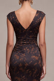 Black Floral Ruched V-Neck Mermaid Long Formal Dress
