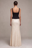 Black and White Sparkly Sequins Thick Straps Mermaid Long Formal Dress