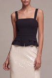Black and White Sparkly Sequins Thick Straps Mermaid Long Formal Dress