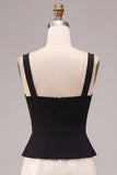 Black and White Sparkly Sequins Thick Straps Mermaid Long Formal Dress