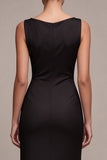 Black Cowl Neck Mermaid Ruched Long Formal Dress