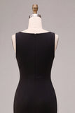 Black Cowl Neck Mermaid Ruched Long Formal Dress
