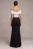Black and White Off the Shoulder Mermaid Long Formal Dress