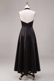 Black Halter A-Line Corset Long Formal Dress