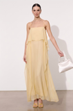 Champagne Ruffled A Line Long Wedding Guest Dress