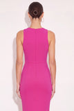Mermaid Fuchsia Floral Round Neck Long Wedding Guest Dress