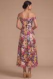 Sparkly Sequins Floral Black Off the Shoulder A-Line Long Wedding Guest Dress