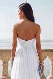 Light Blue Ruched Tulle Strapless Long Wedding Guest Dress with Slit