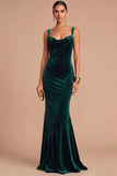 Dark Green Thick Straps Mermaid Long Wedding Guest Dress