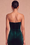 Dark Green Strapless Tiered Mermaid Long Wedding Guest Dress with Ruffles