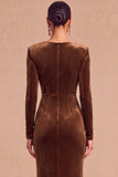 Dark Green Mermaid V-Neck Ruched Long Sleeves Wedding Guest Dress