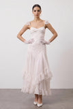 White Floral Ruffled Lace Long Boho Wedding Dress
