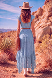 White A Line Sweetheart Flutter Sleeves High-Low Boho Wedding Dress with Belt