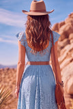White A Line Sweetheart Flutter Sleeves High-Low Boho Wedding Dress with Belt