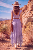 White A Line Sweetheart Flutter Sleeves High-Low Boho Wedding Dress with Belt