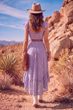White A Line Sweetheart Flutter Sleeves High-Low Boho Wedding Dress with Belt
