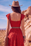 White A Line Sweetheart Flutter Sleeves High-Low Boho Wedding Dress with Belt