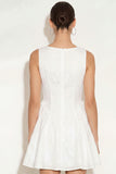 White A Line V Neck Ruched Short Bridal Shower Dress