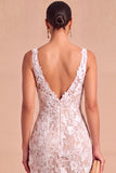Floral White Lace Thick Straps Mermaid Long Rehearsal Dinner Dress