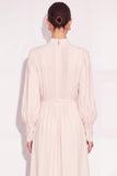 Ivory High Neck Single Breasted Midi Work Dress with Belt