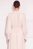 Ivory High Neck Single Breasted Midi Work Dress with Belt