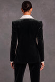 Brown Velvet Shawl Lapel Double Breasted 2 Piece Women Suits with Sleeves